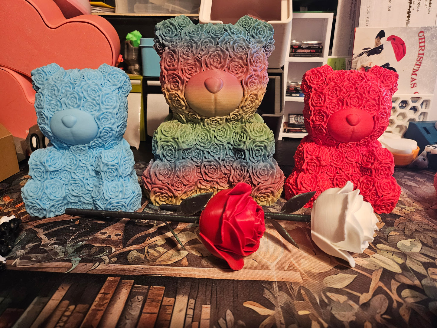 3D Printed Floral Bear Figurine